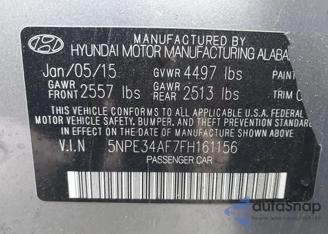 2015 Hyundai Sonata Limited from USA, damaged, VIN 5NPE34AF7FH161156